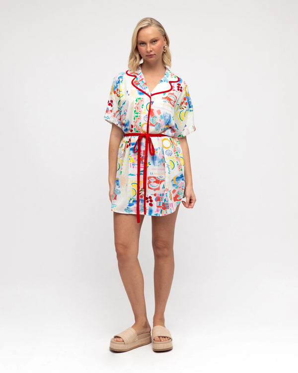 italian summer dress short Italian Coastal Mini Dress Small