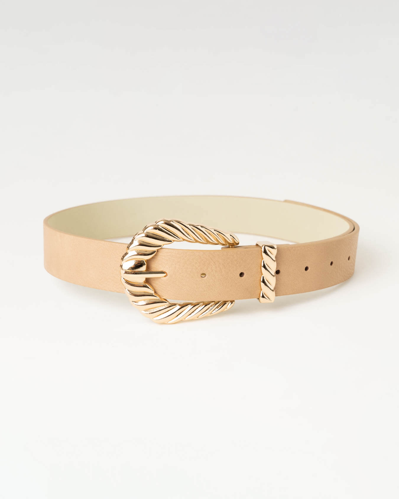 BEIGE TWIST BUCKLE BELT