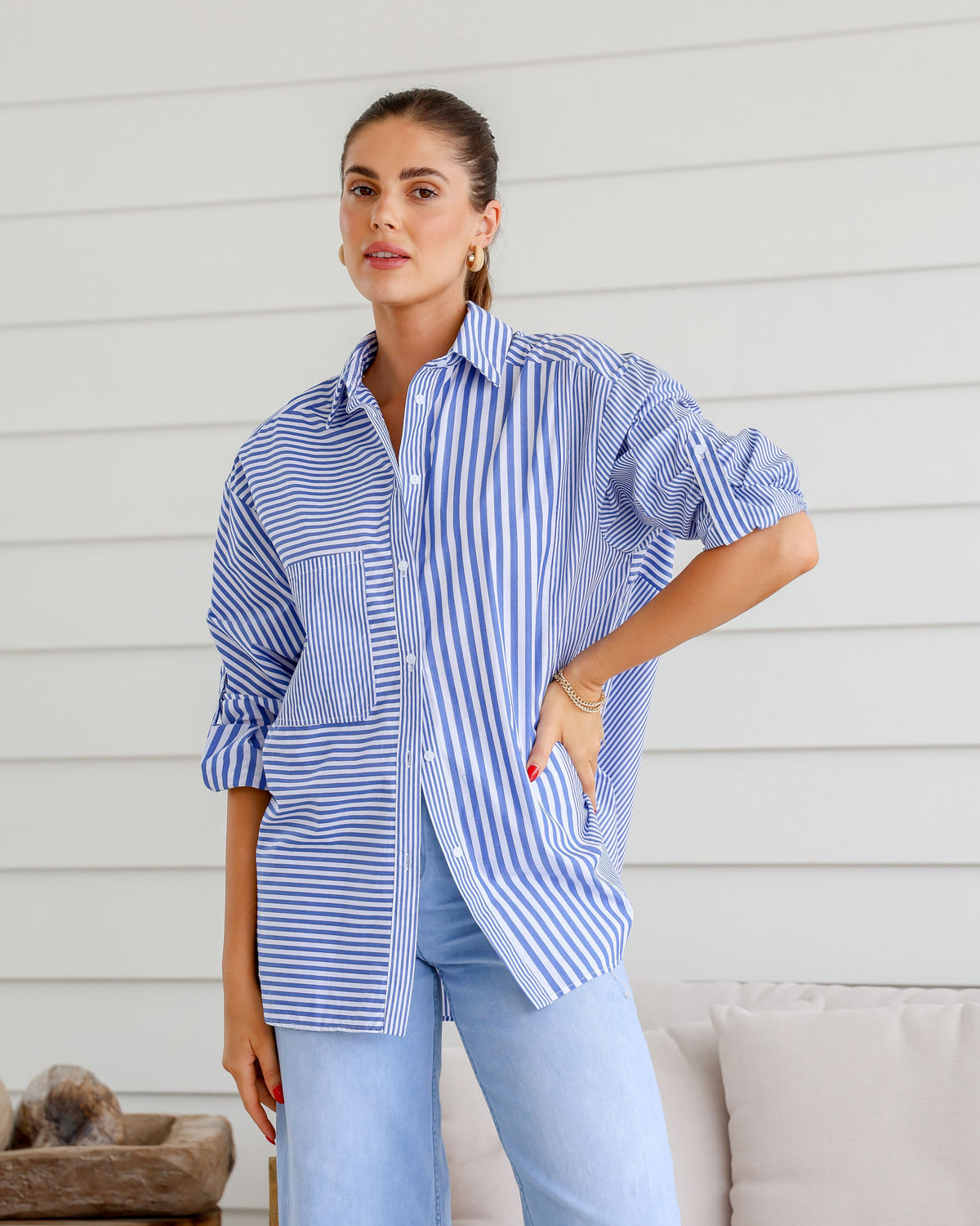 CONTRAST STRIPE RELAXED SHIRT