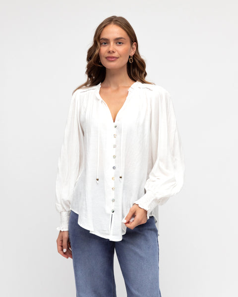 のよさま専用　todayful   Peasant Sleeve Blouse Pleated Peasant Blouse - Wild Currant Solid Colors | NYDJ