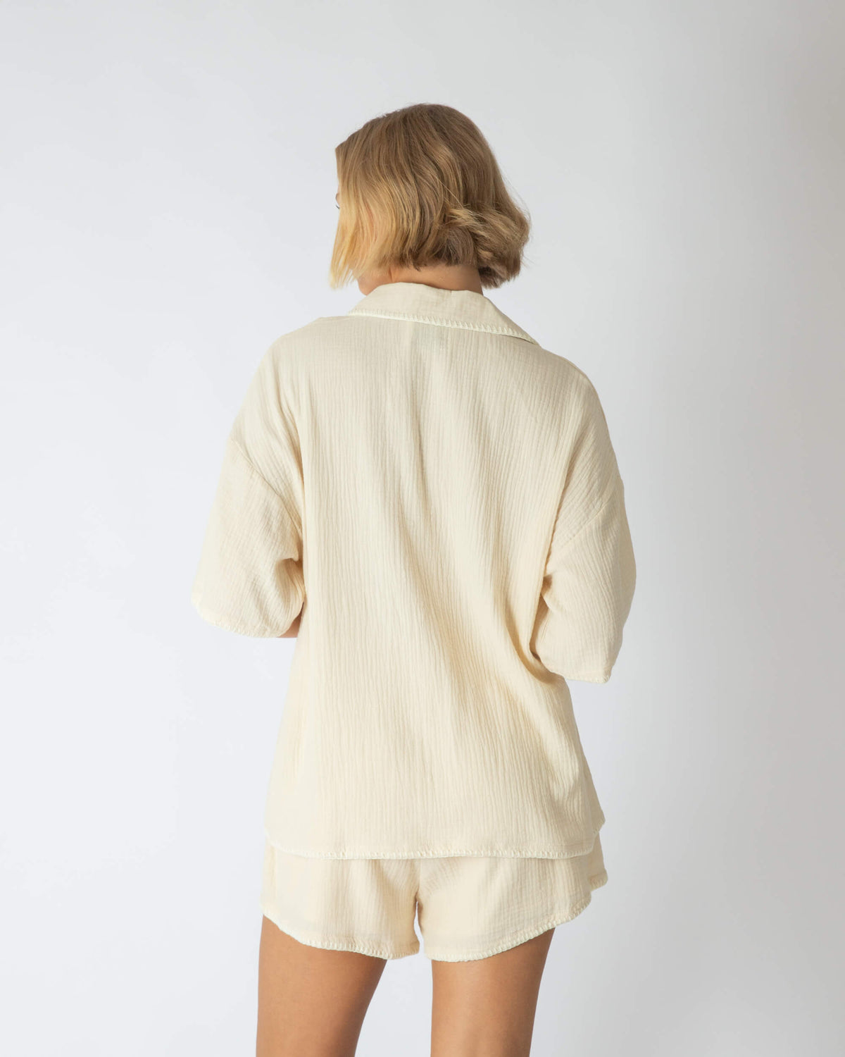 CHEESECLOTH BLANKET STITCH CO-ORD SHORTS