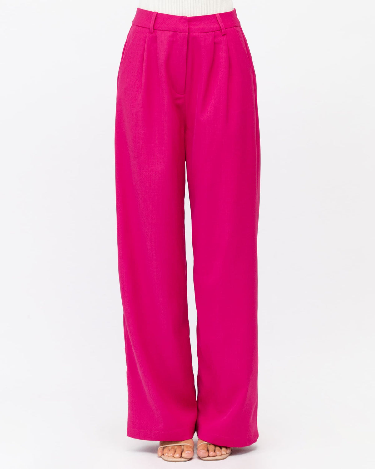 HOT PINK TAILORED STRAIGHT LEG TROUSERS