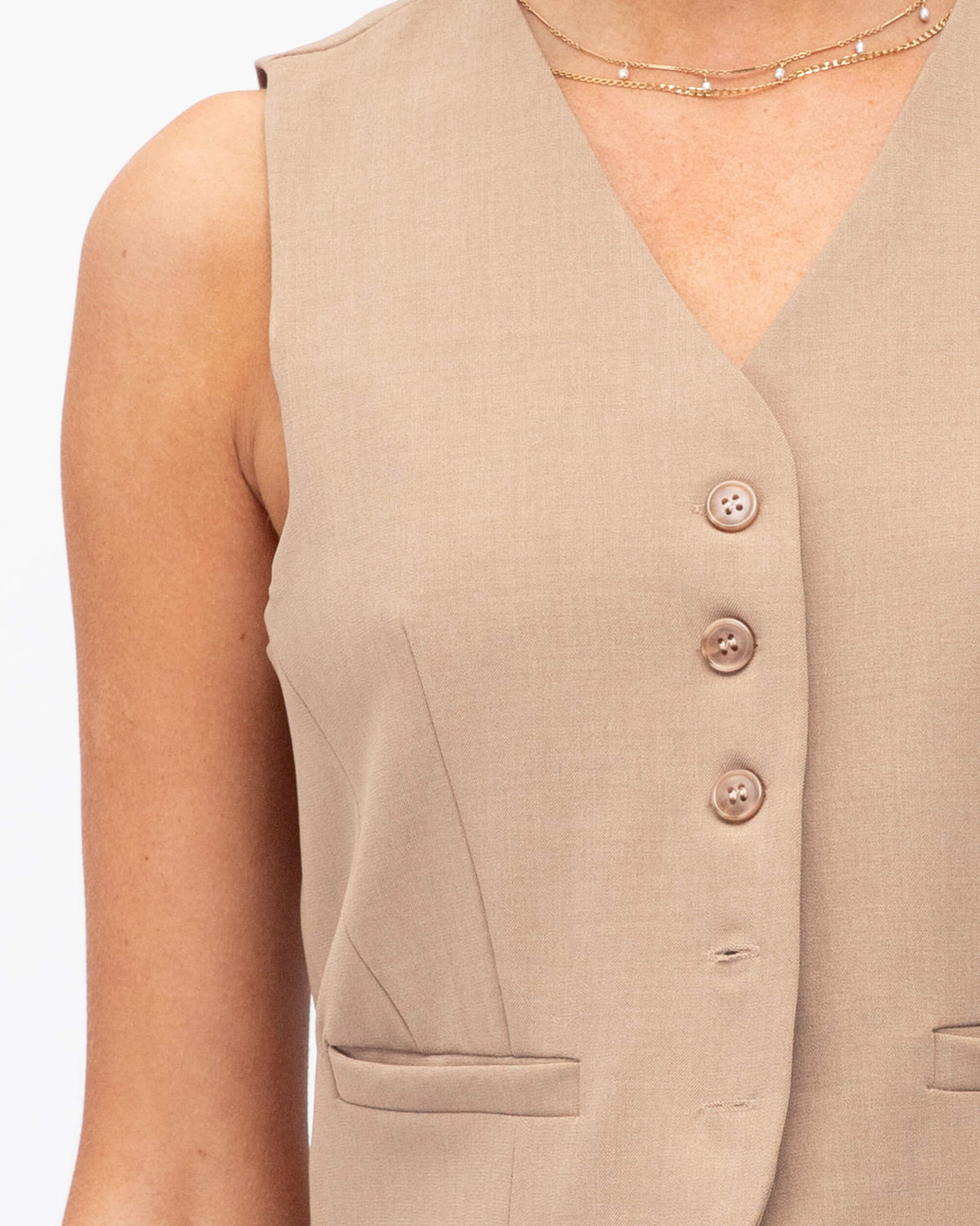 TAUPE CO-ORD SUIT VEST