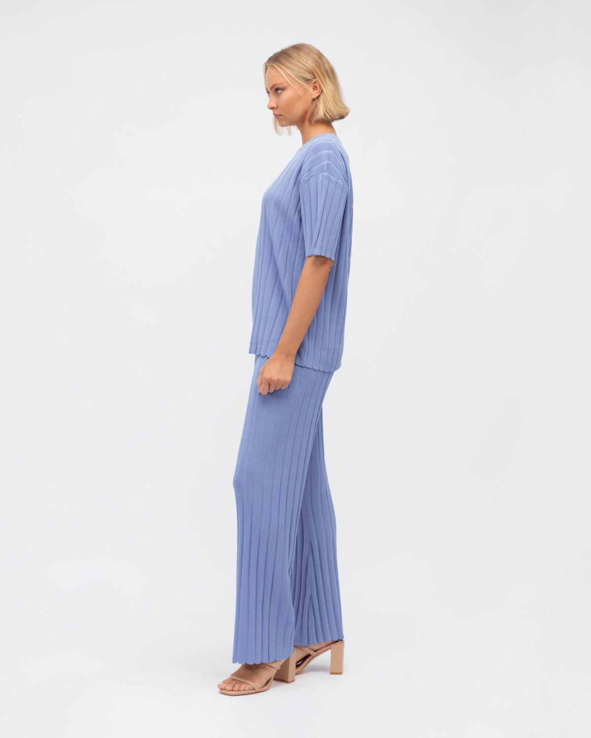 WIDE RIB CO-ORD SHORT SLEEVE TOP