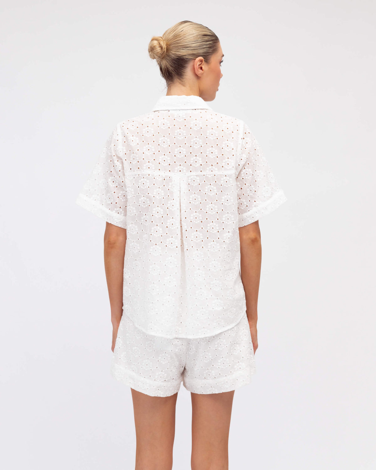 WHITE BRODERIE CO-ORD SHIRT