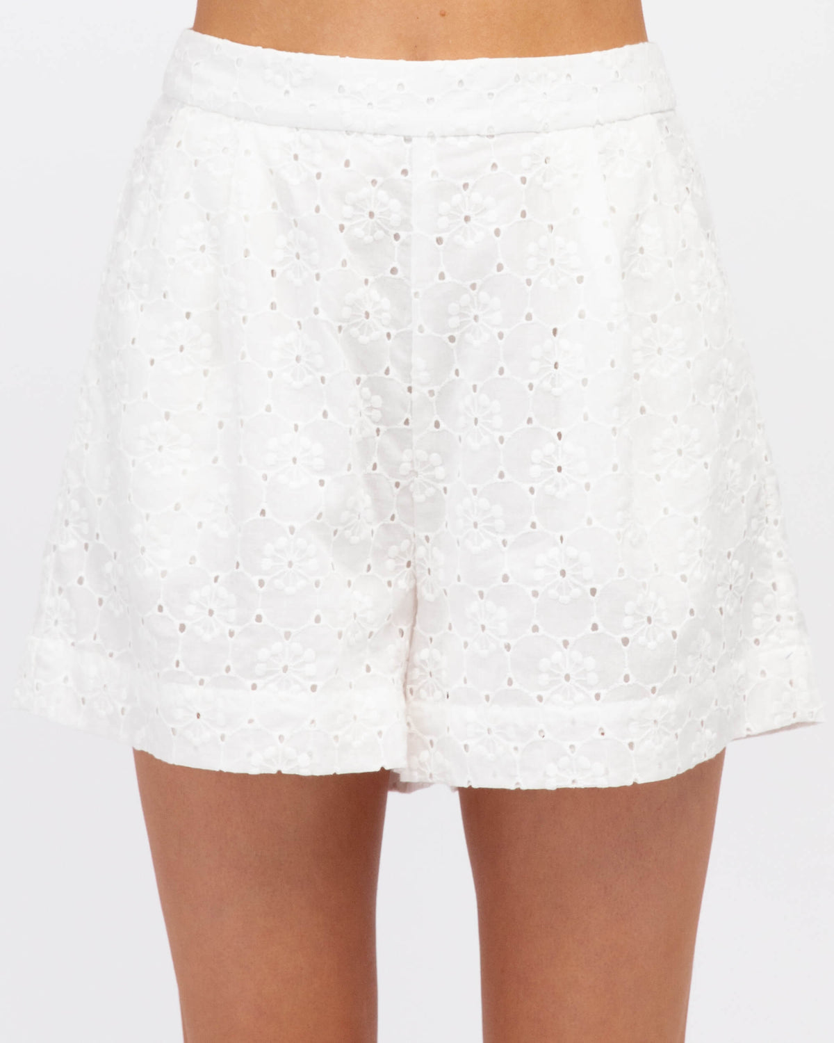 WHITE BRODERIE CO-ORD SHORTS