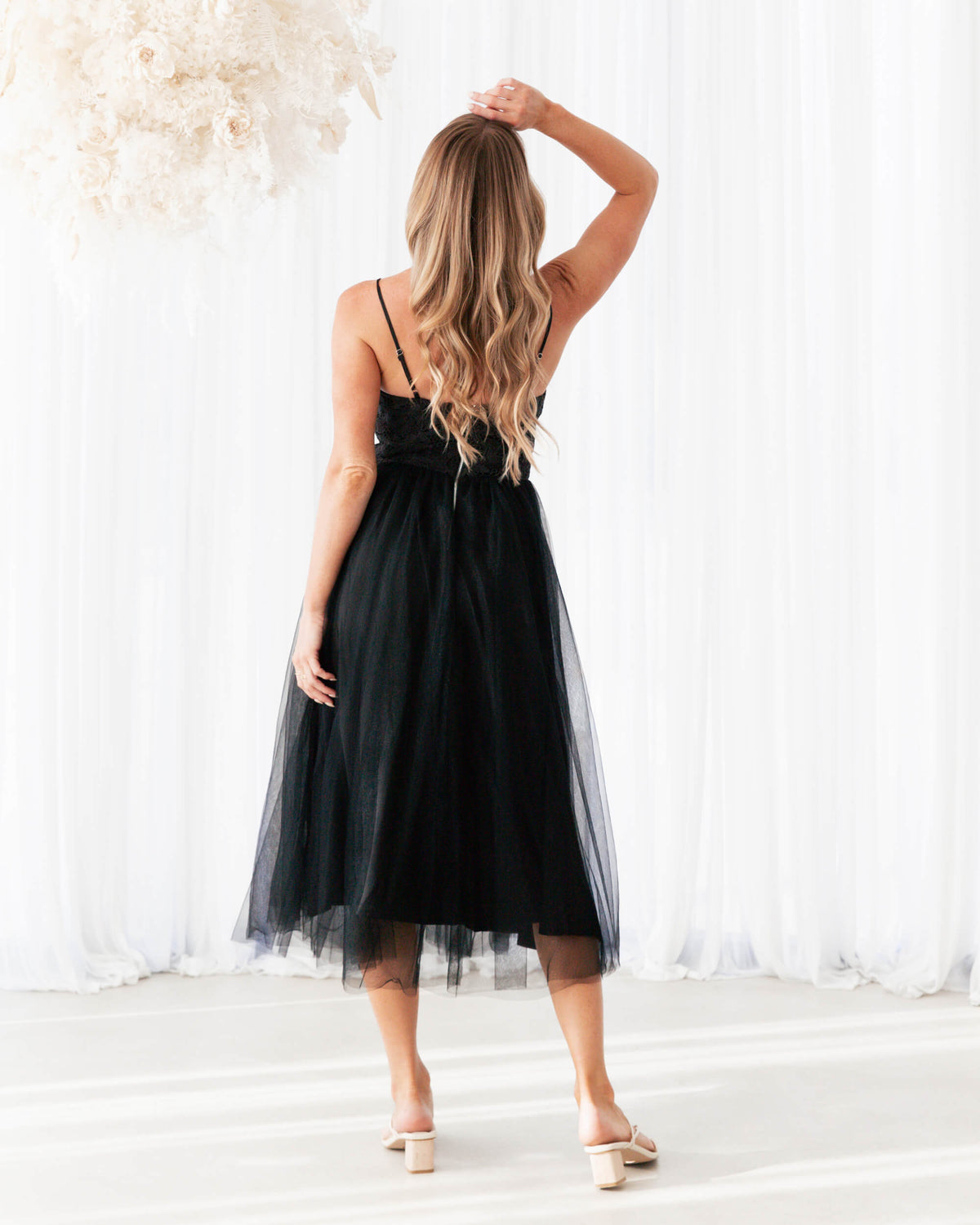 TULLE AND LACE MIDI DRESS