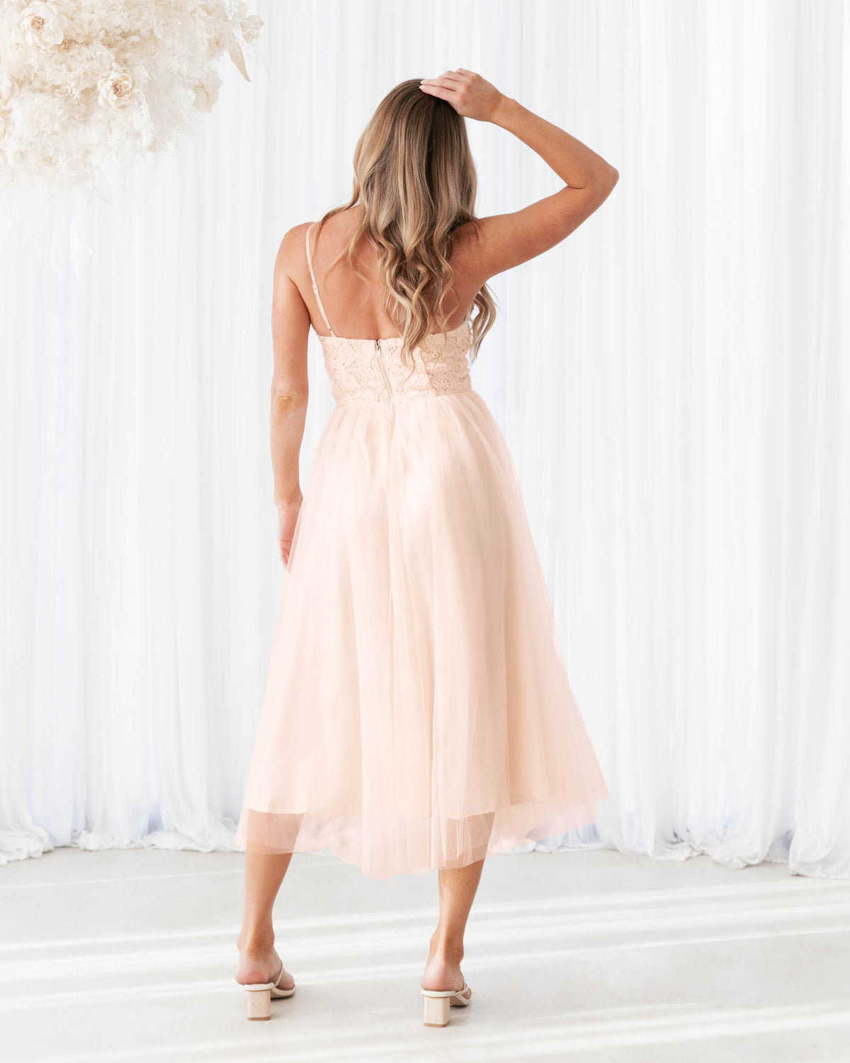TULLE AND LACE MIDI DRESS