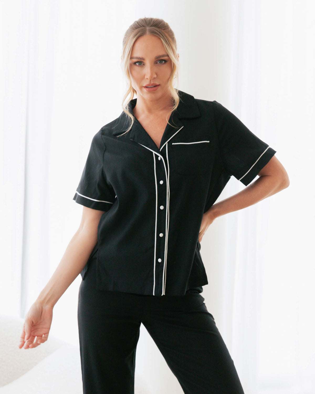 CONTRAST PIPING CO-ORD SHIRT