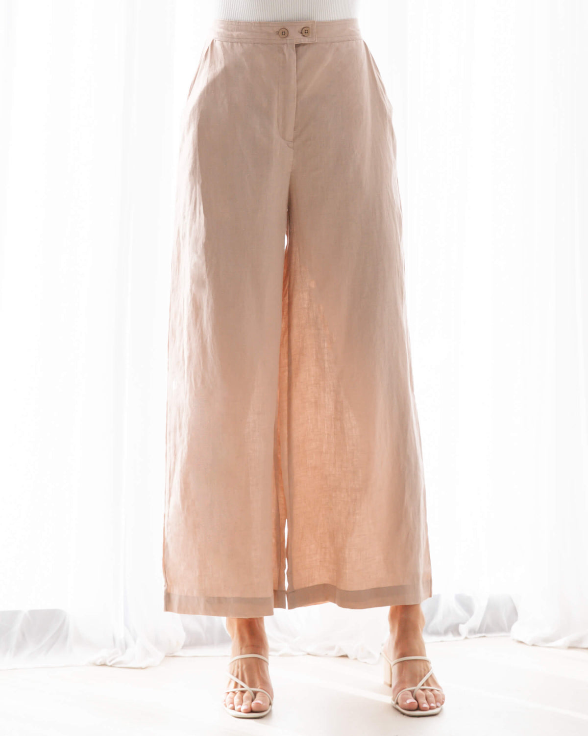 LINEN FLY FRONT CO-ORD PANTS