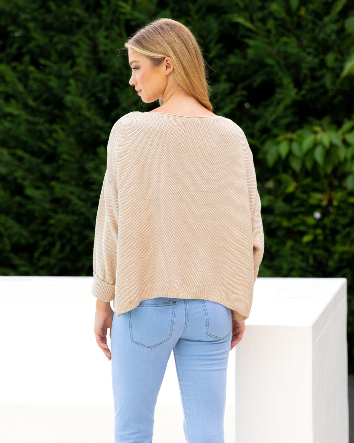 BEIGE RELAXED KNIT JUMPER