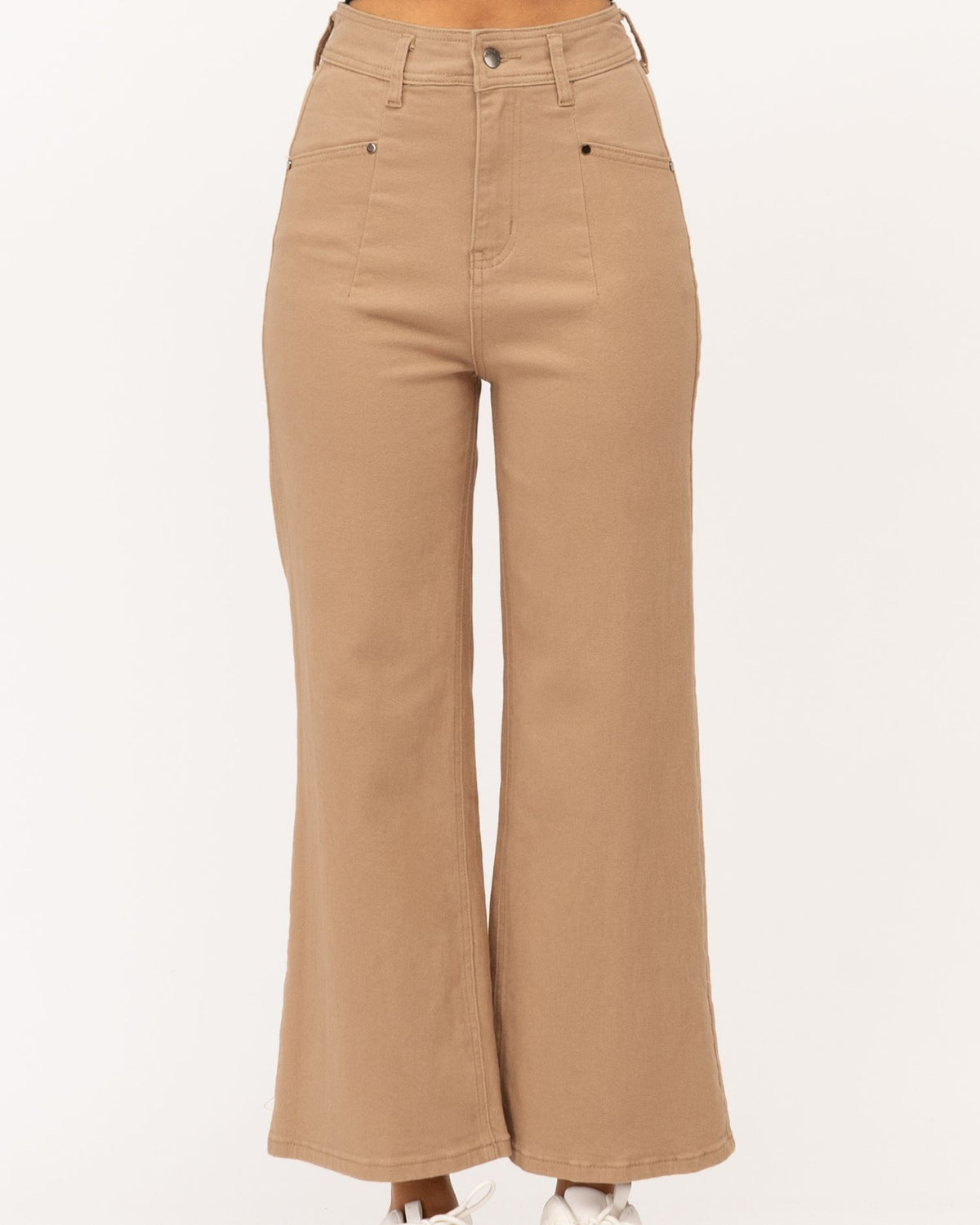 NATURAL CROPPED WIDE LEG JEANS