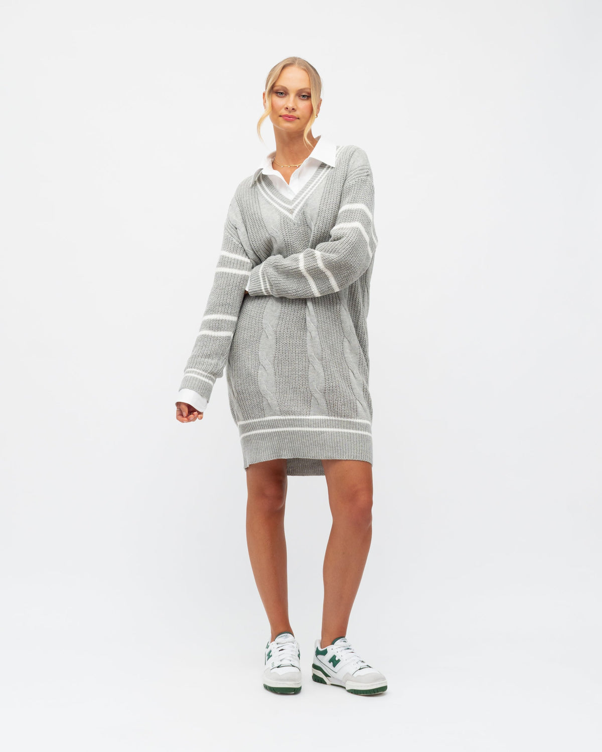 Grey cable knit sale jumper dress