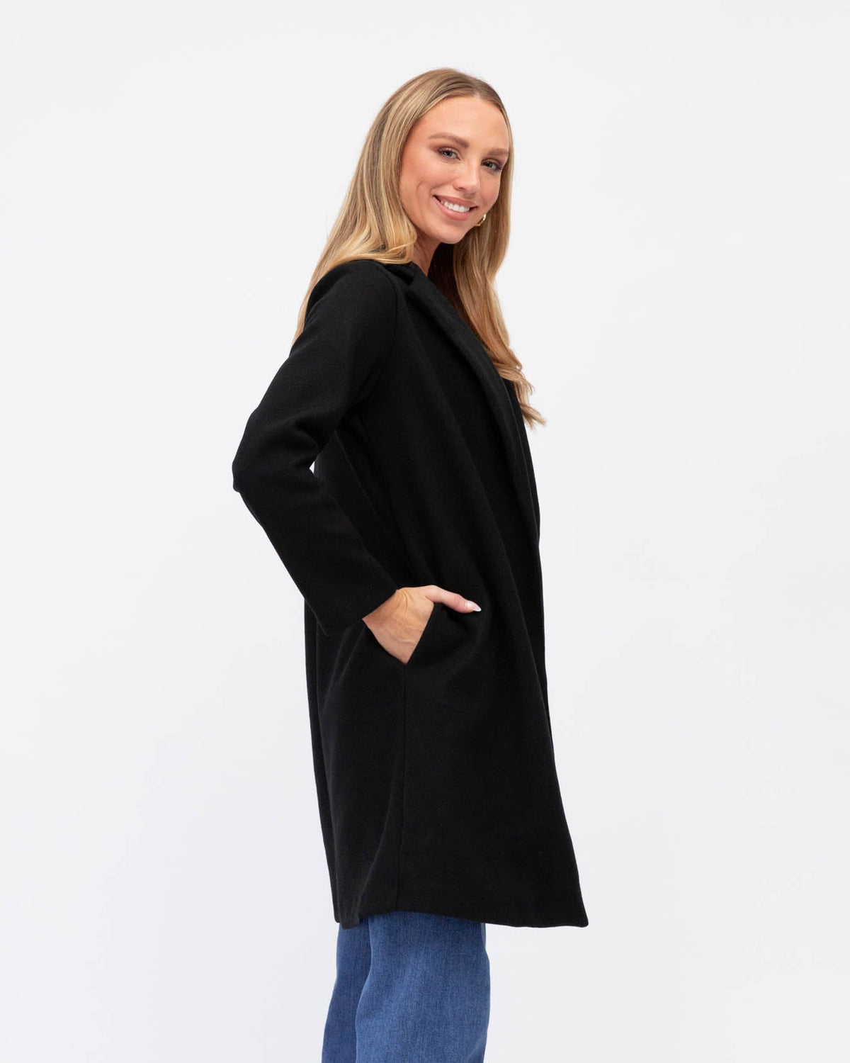 BLACK RELAXED FIT COAT